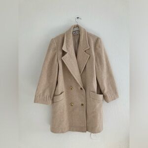 Vintage Herman Kay Wool Overcoat Double Breasted Camel Professional Corpcore